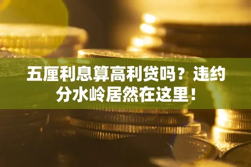 武汉五厘利息算高利贷吗？违约分水岭居然在这里！